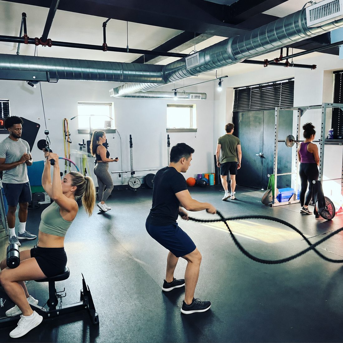 A small group class training at the Surge Fitness studio in Jersey City